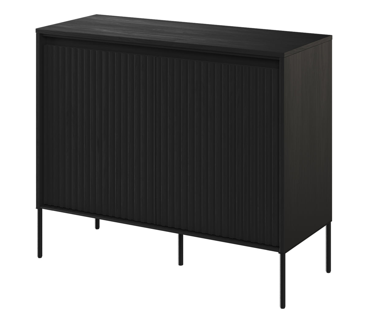 Trend 98 cm zweittürige Kommode mit LED Schwarz