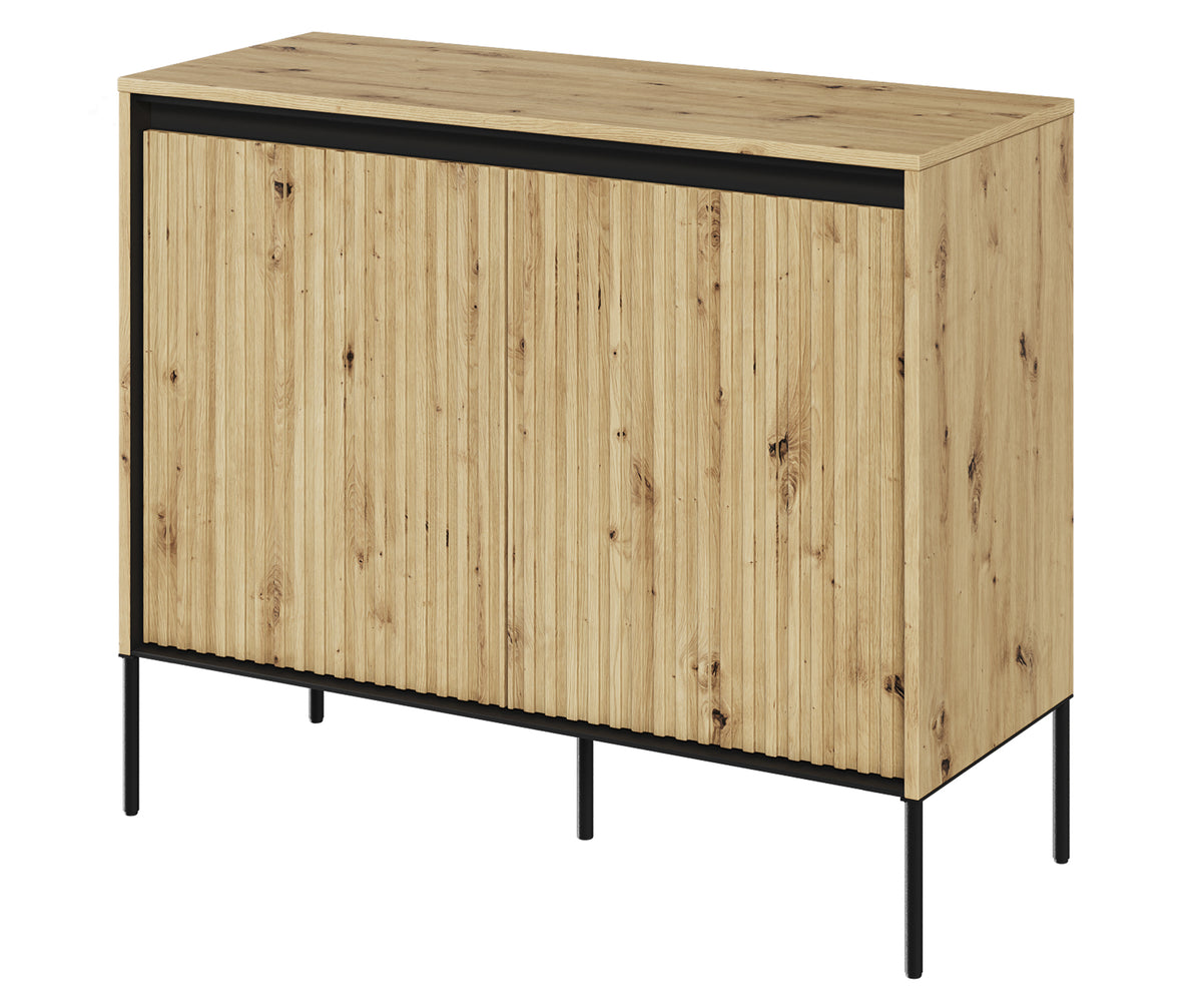 Commode 2 portes Trend 98 cm avec LED Chêne artisan