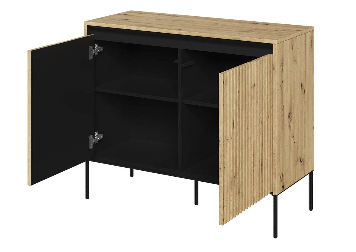 Commode 2 portes Trend 98 cm avec LED Chêne artisan