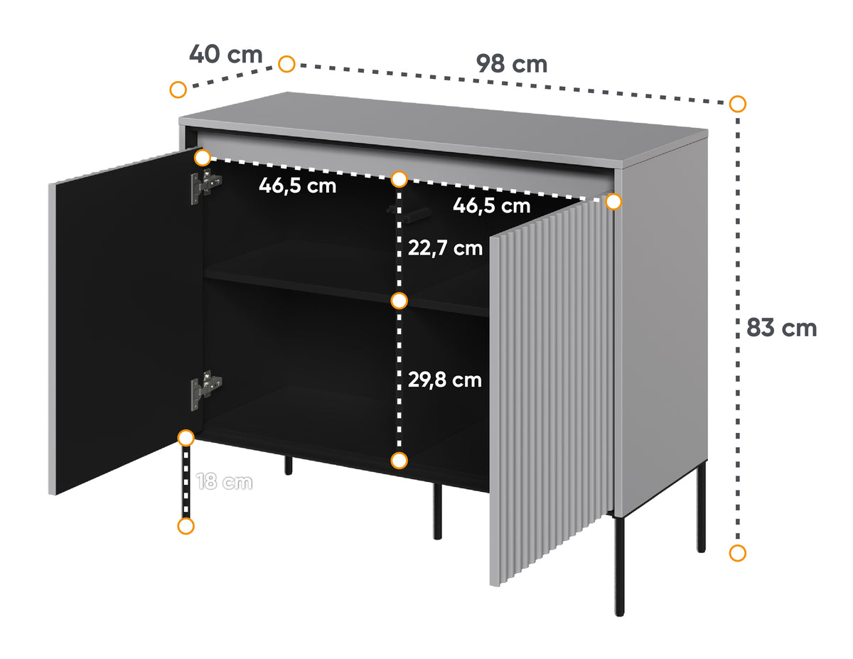 Commode 2 portes Trend 98 cm avec LED Gris