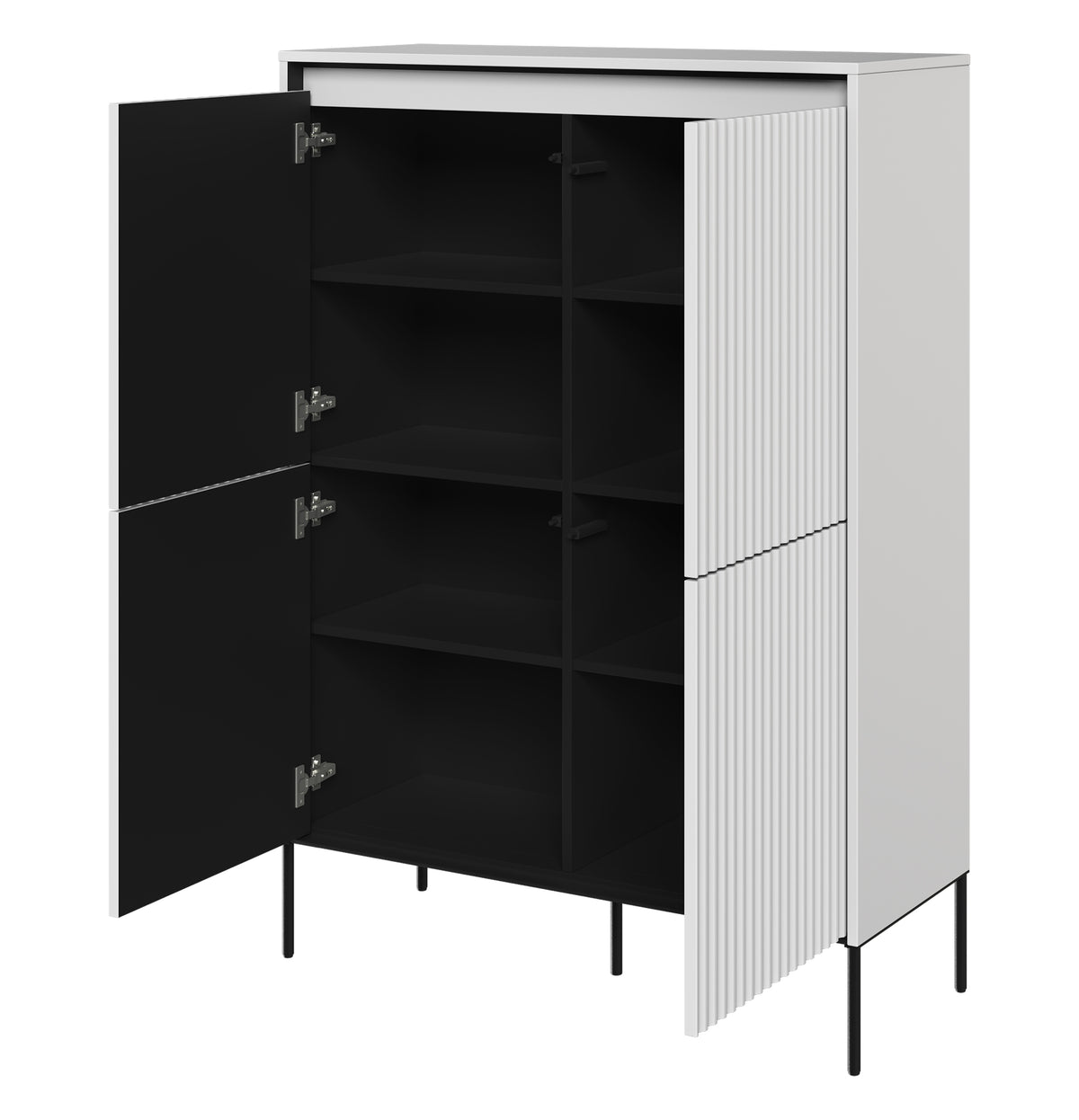 Commode haute Trend 4 portes 98 cm avec LED Blanc