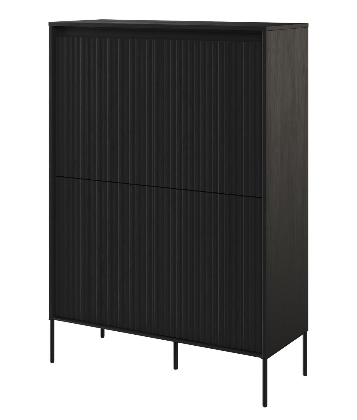 Commode haute Trend 4 portes 98 cm avec LED Noir