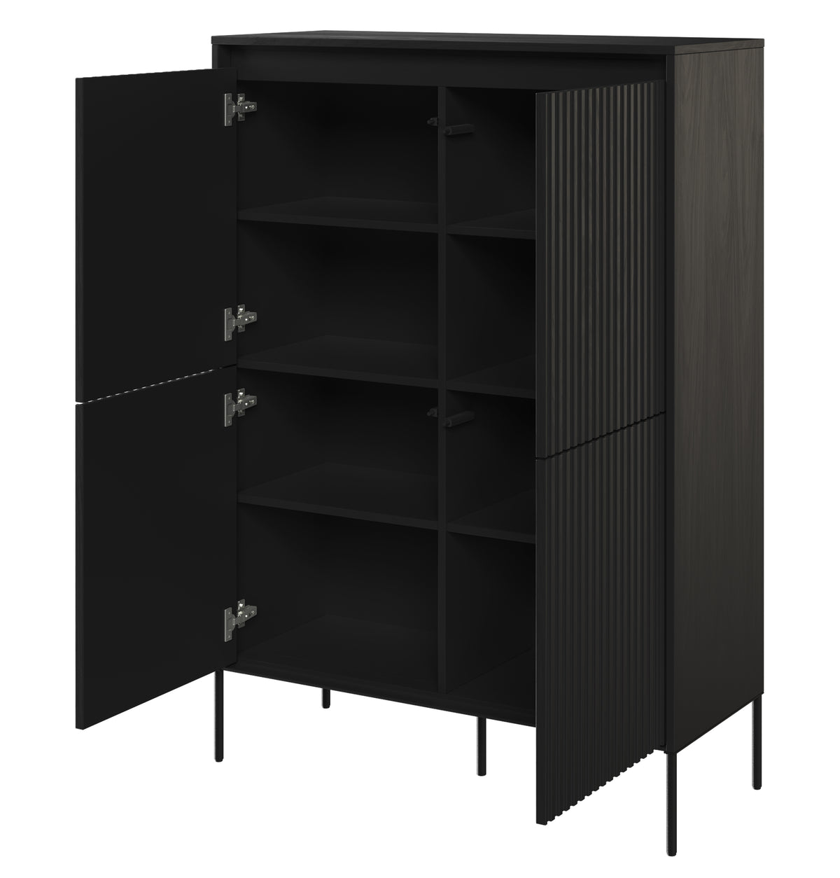 Commode haute Trend 4 portes 98 cm avec LED Noir