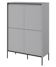Commode haute Trend 4 portes 98 cm avec LED Gris