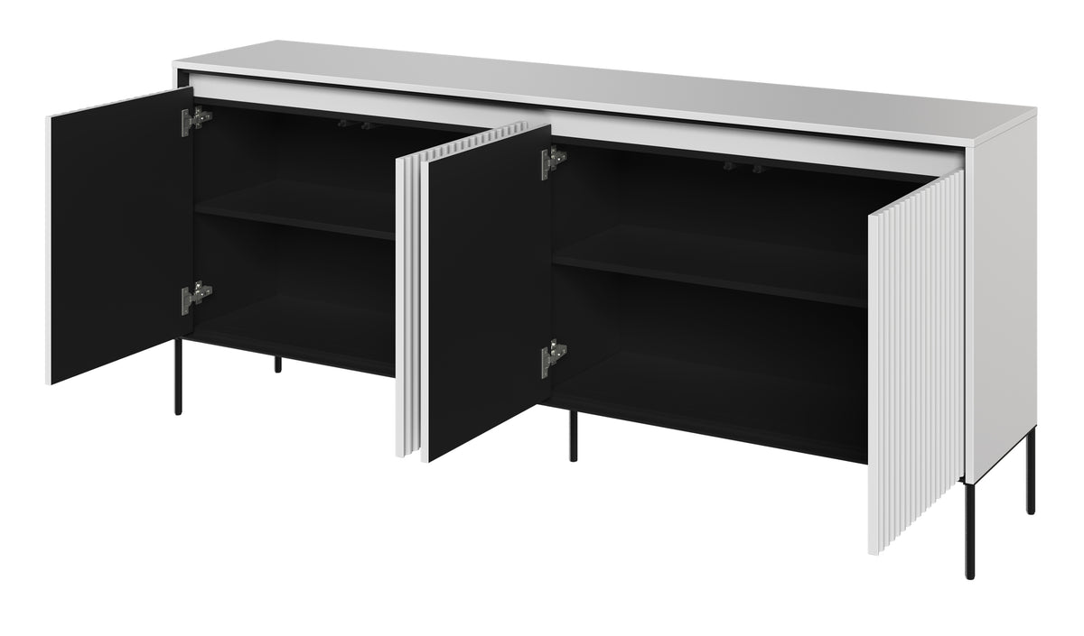 Commode basse Trend 4 portes 193 cm avec LED Blanc