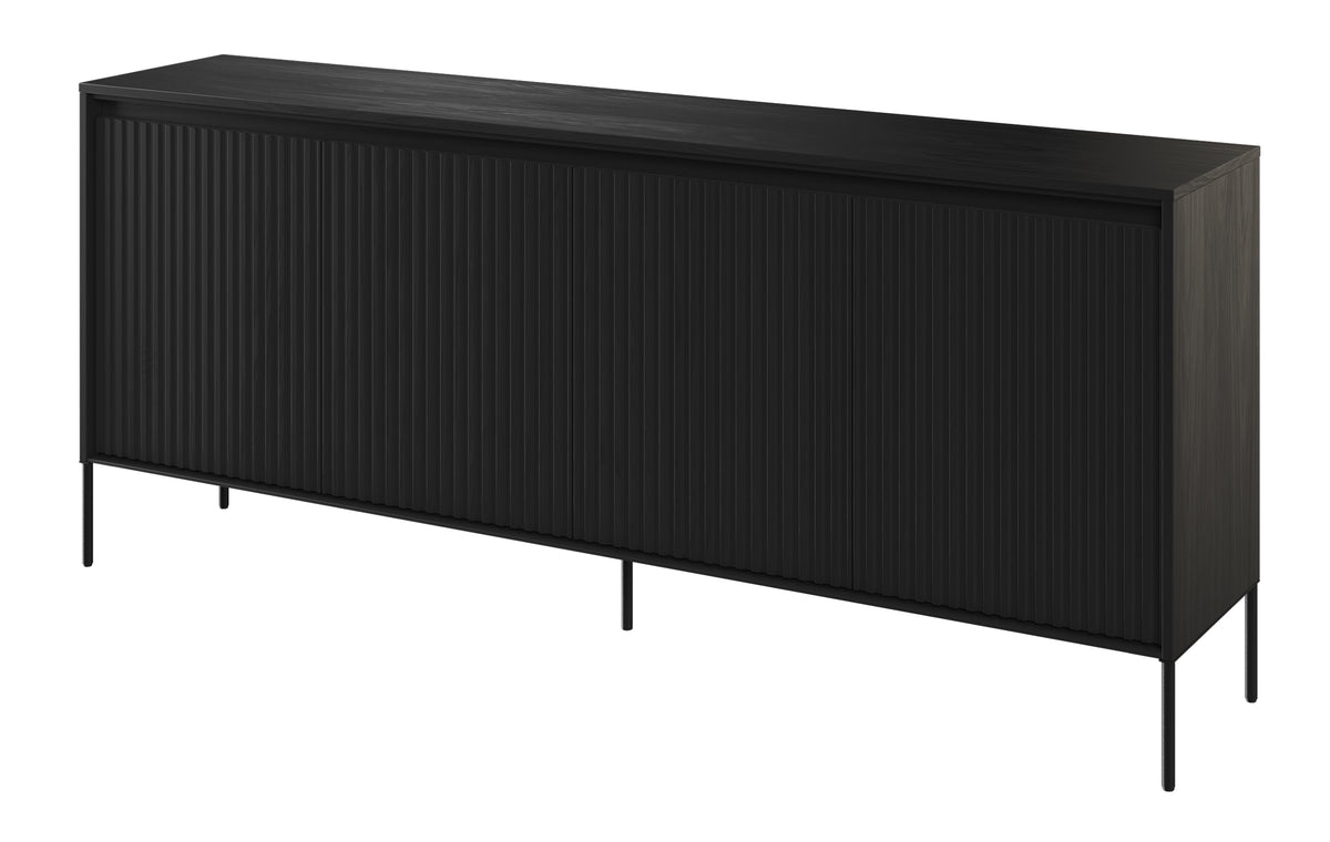 Niedriger vier­türiger Trend-Kommode 193 cm mit LED Schwarz