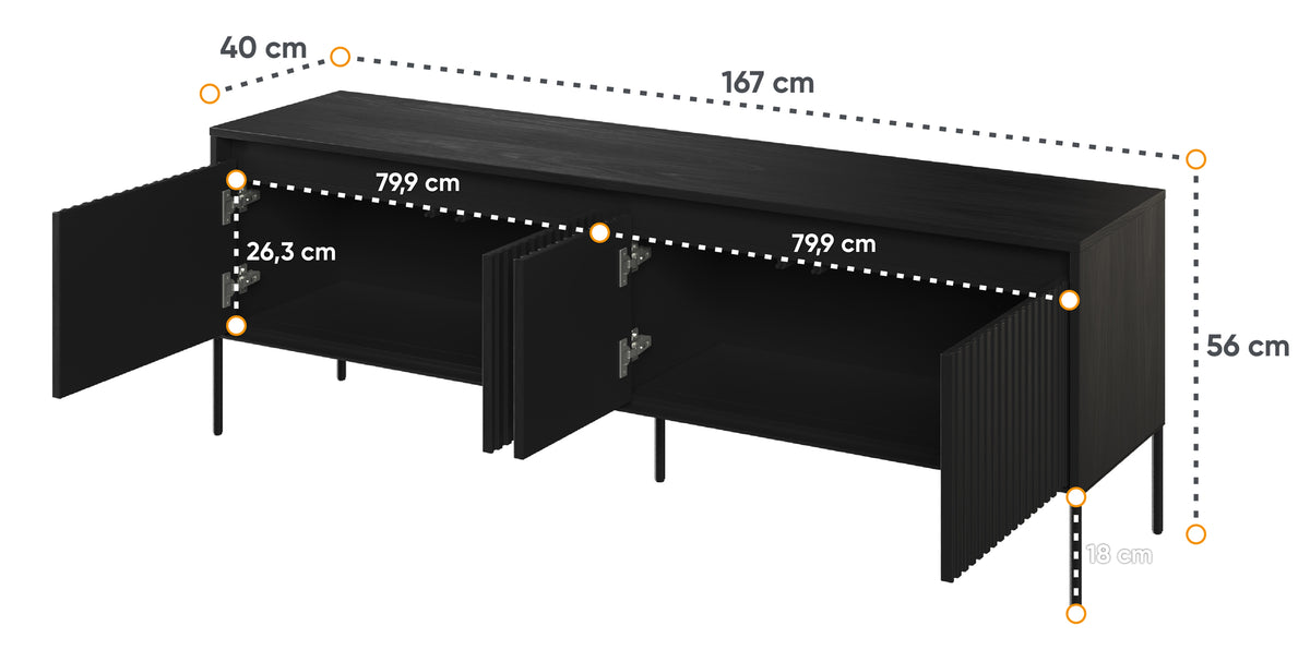 Meuble TV Trend 167 cm avec LED Noir