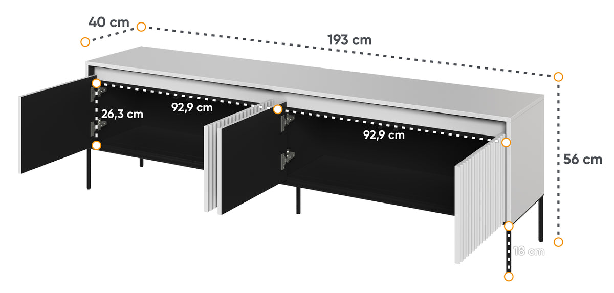 TV-Schrank Trend 193 cm mit LED Weiß