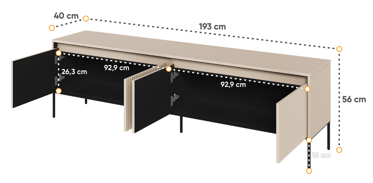 TV-Schrank Trend 193 cm mit LED Beige