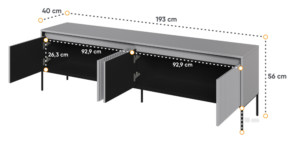 TV-Schrank Trend 193 cm mit LED Grau