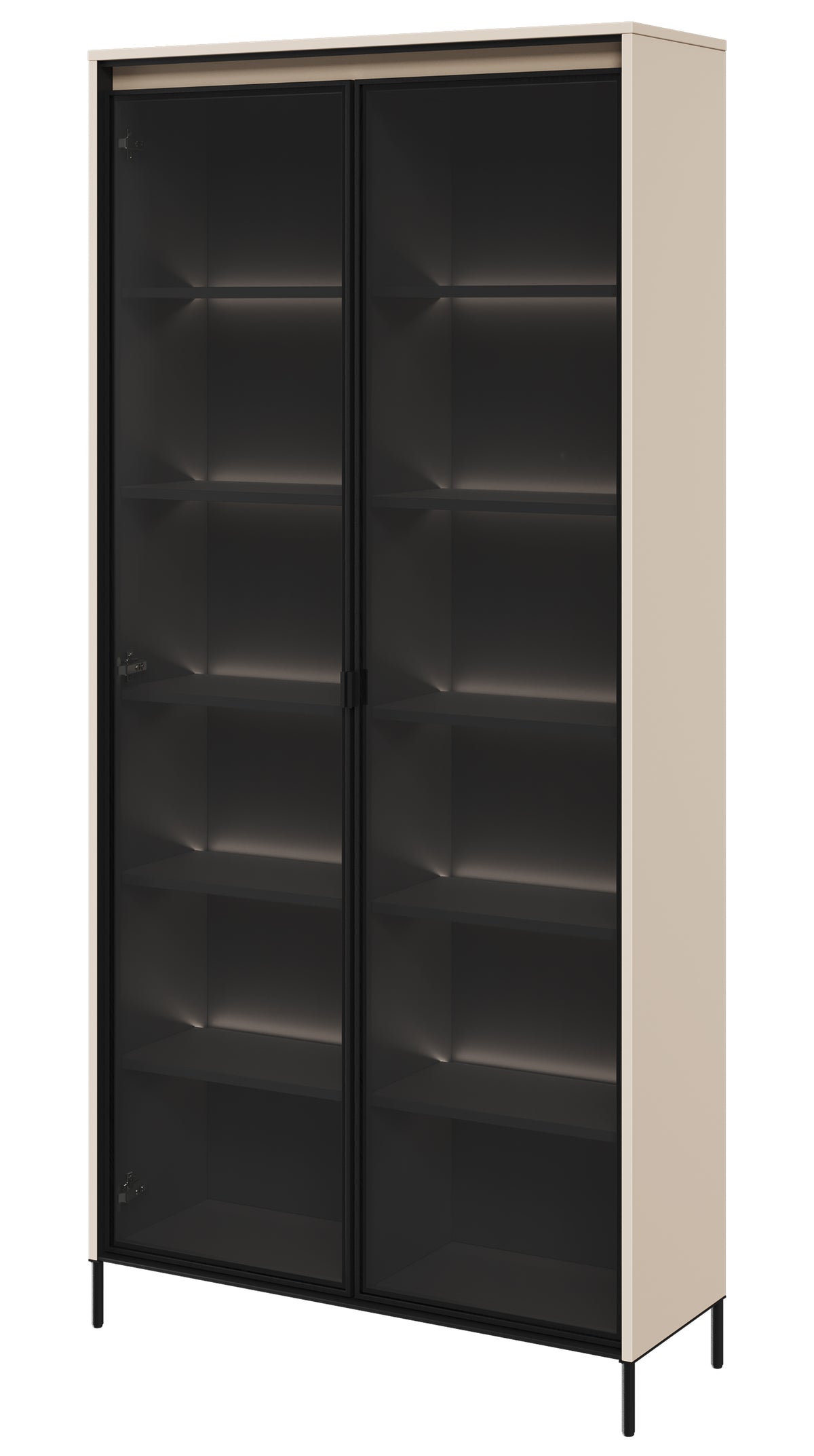 Zweiflügeliger Trend-Schrank 92 cm mit LED Beige