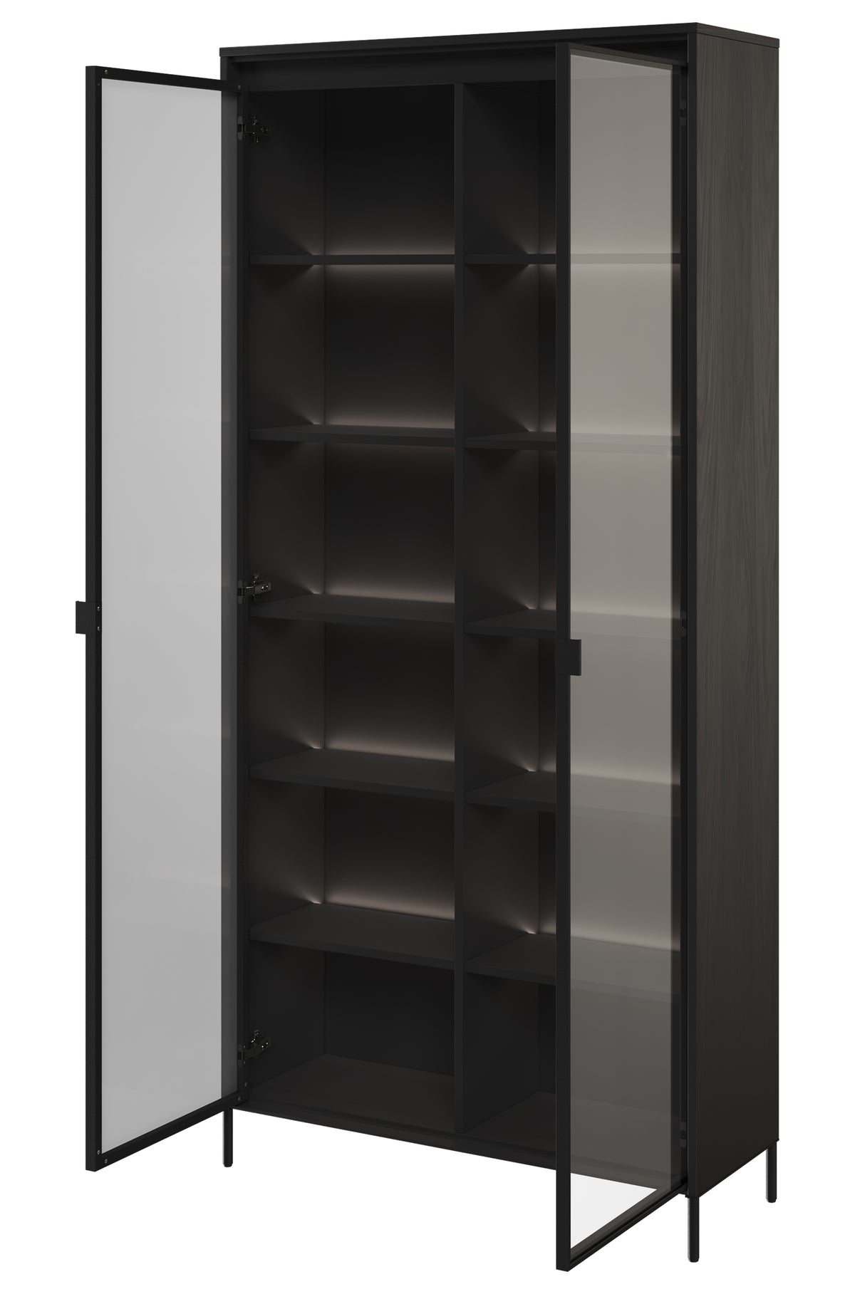 Vitrine deux portes Trend 92 cm avec LED Noir