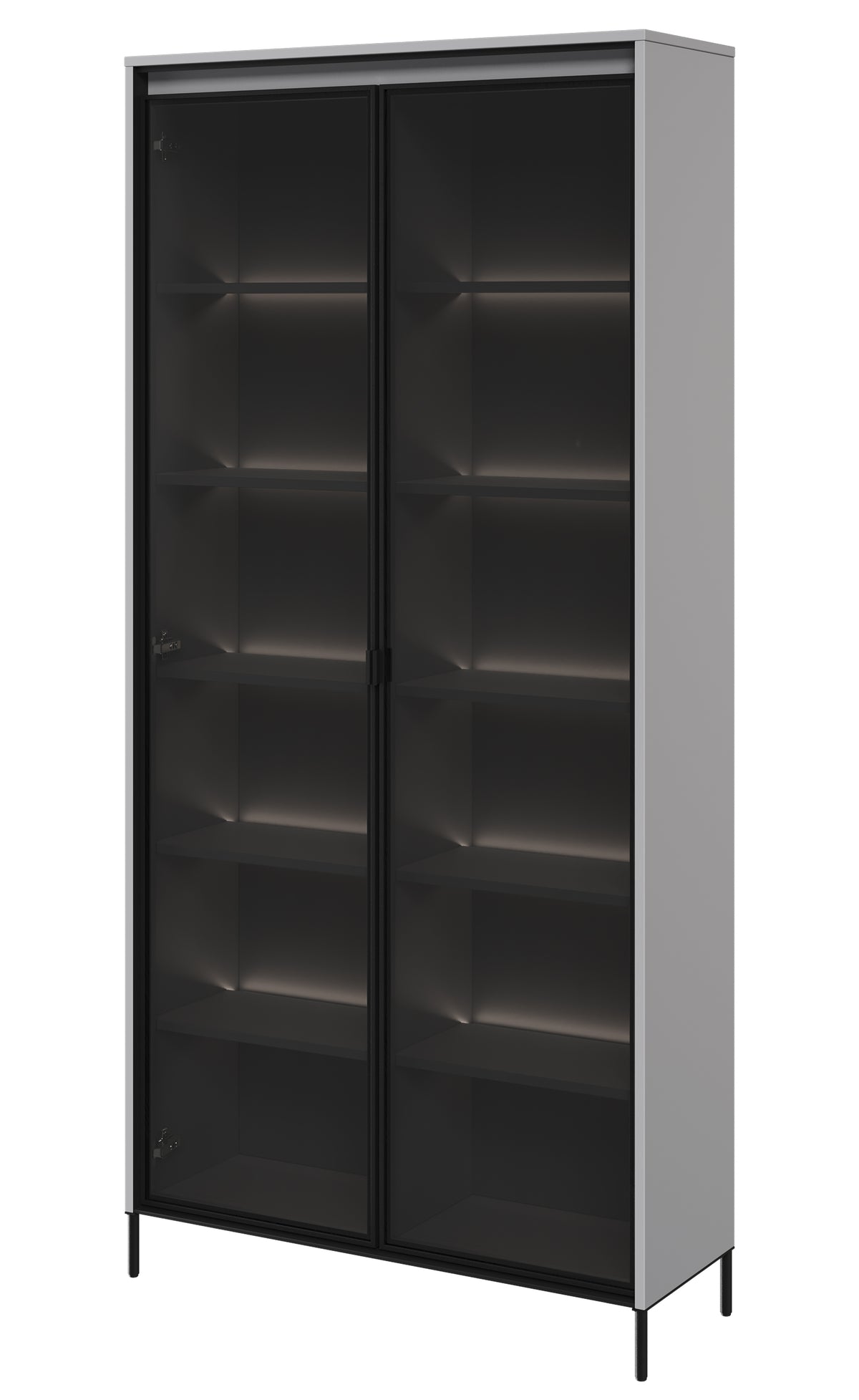 Zweiflügeliger Trend-Schrank 92 cm mit LED, Grau