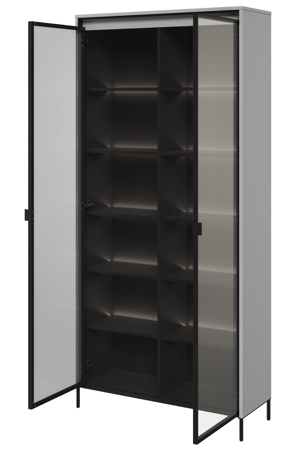 Vitrine deux portes Trend 92 cm avec LED Gris