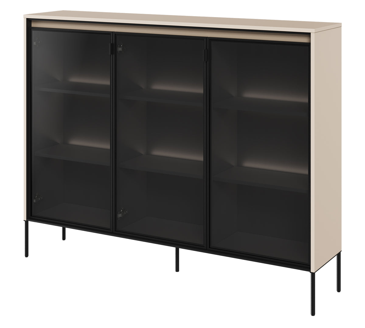 Drehtürenschrank Trend 150 cm mit LED Beige