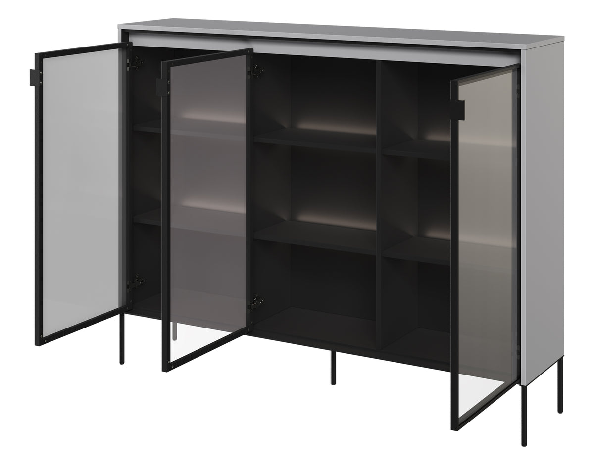 Drehtürenschrank Trend 150 cm mit LED Grau