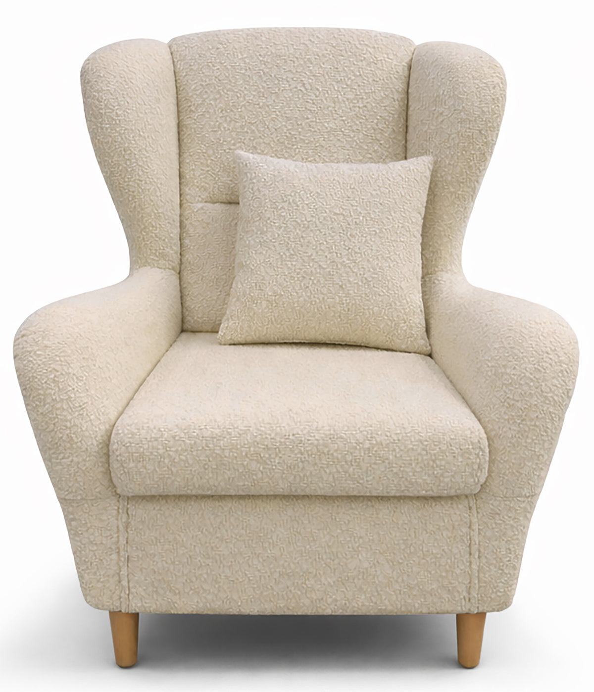 Ohrensessel Teddlo beige Chenille mit Buchenholzbeinen