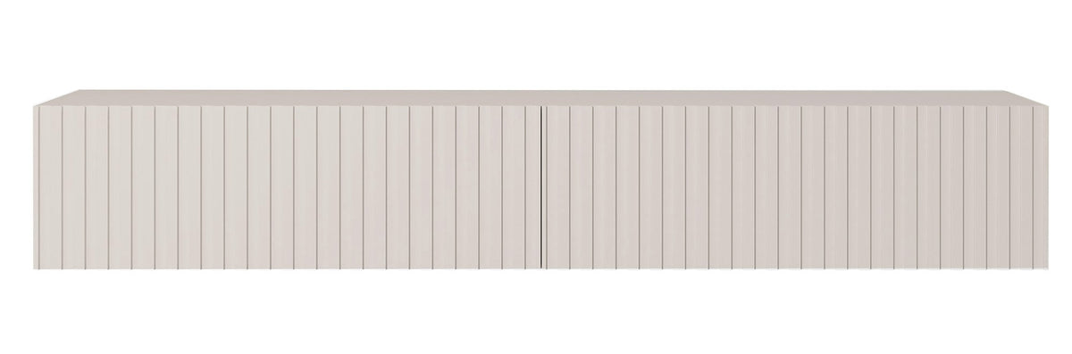 Meuble TV Telire 175 cm Beige gris avec façade à lames