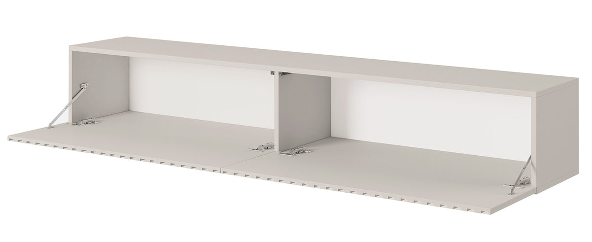 Meuble TV Telire 175 cm Beige gris avec façade à lames