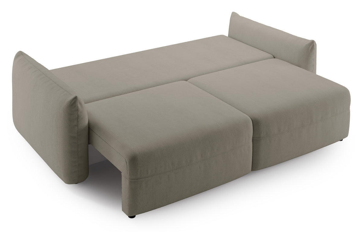 Canapé convertible 3 places Theolla avec coffre beige en chenille