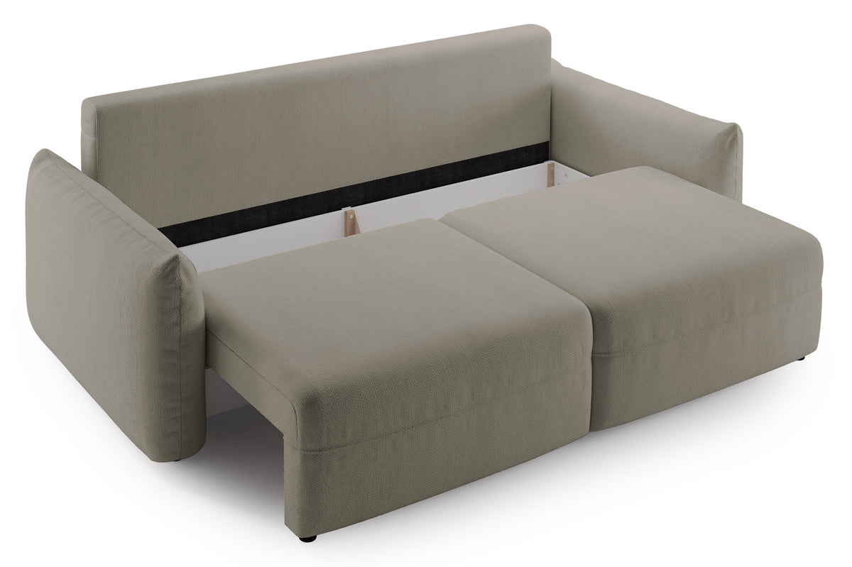 Canapé convertible 3 places Theolla avec coffre beige en chenille
