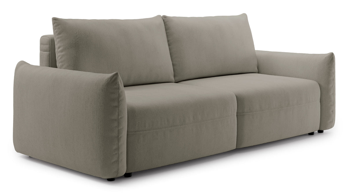 Canapé convertible 3 places Theolla avec coffre beige en chenille