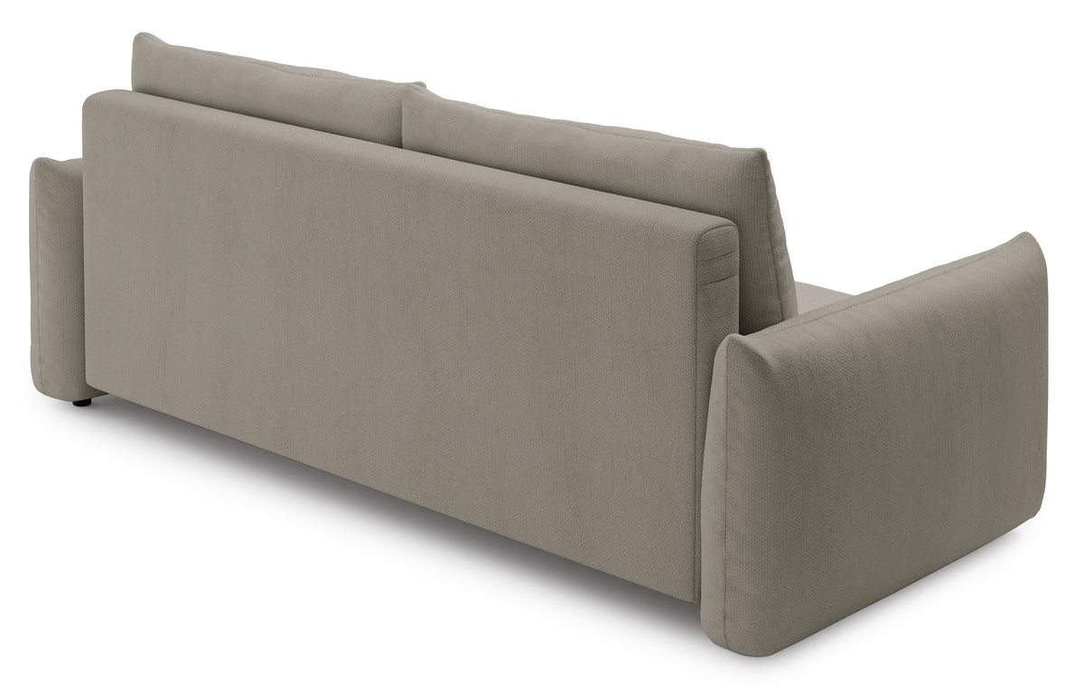 Canapé convertible 3 places Theolla avec coffre beige en chenille