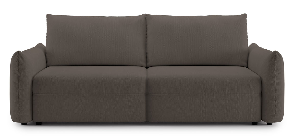 Canapé convertible 3 places Theolla avec coffre, en chenille marron