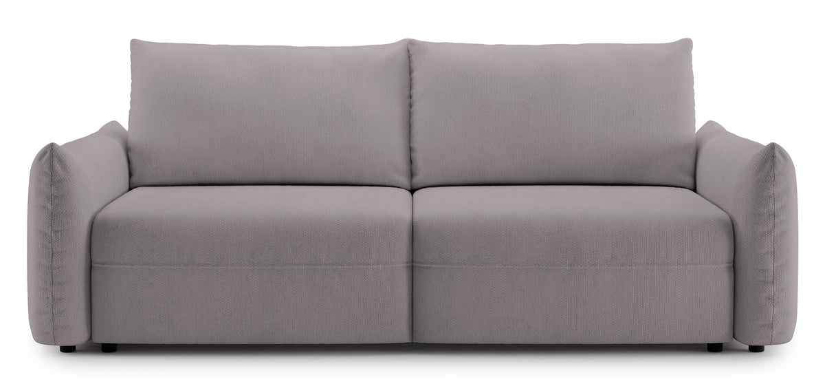 Dreisitziges ausklappbares Sofa Theolla mit Stauraum, grau-beige Chenille