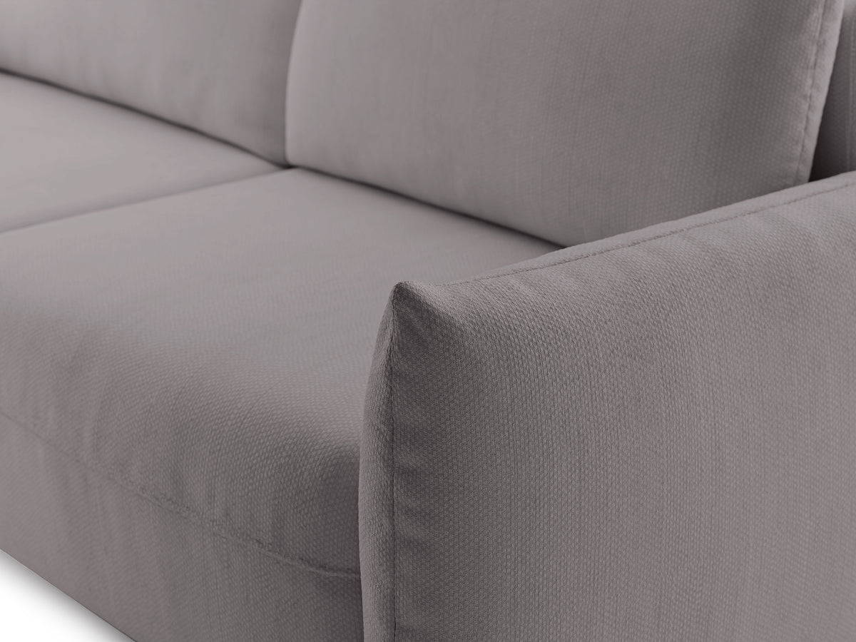 Canapé convertible 3 places Theolla avec coffre de rangement, tissu chenille gris-beige