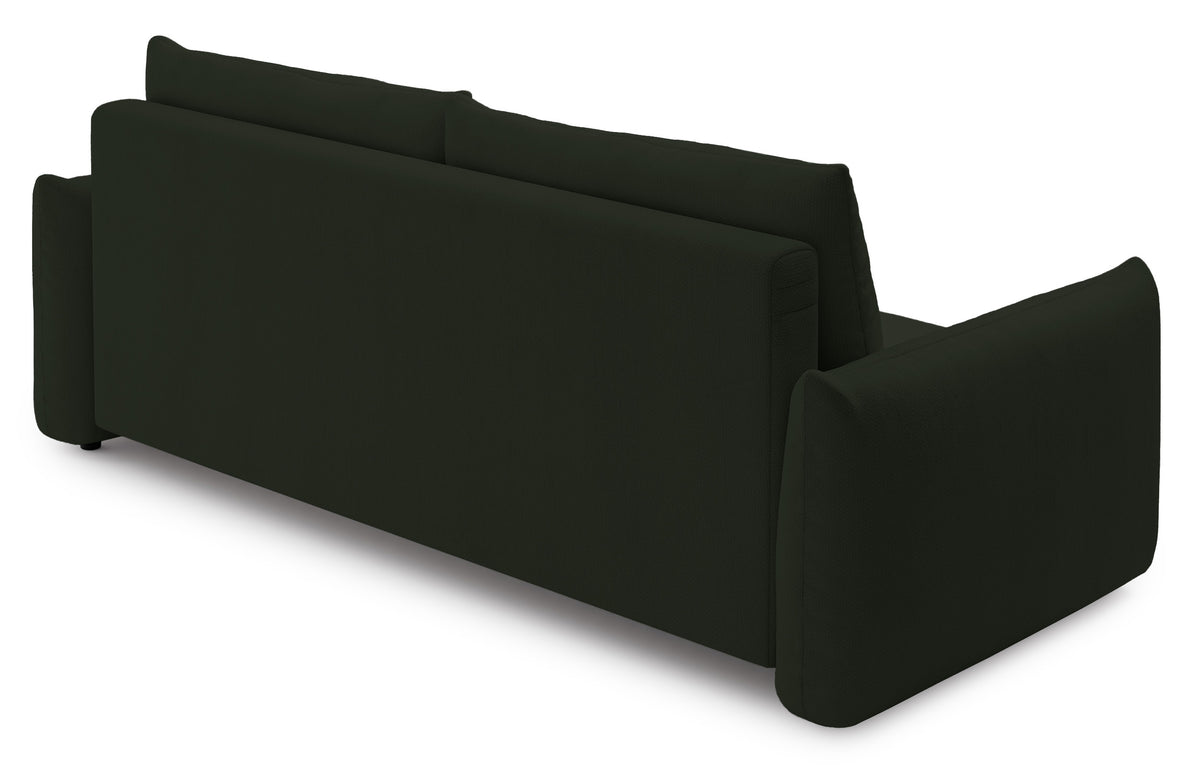 Canapé convertible 3 places Theolla avec coffre de rangement en chenille verte