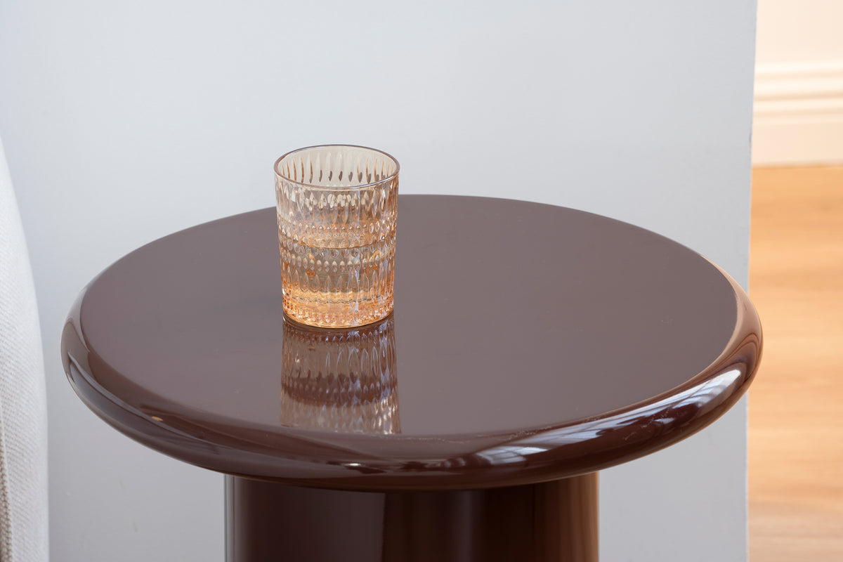 Table basse Solvade diamètre 45 cm brun haute brillance