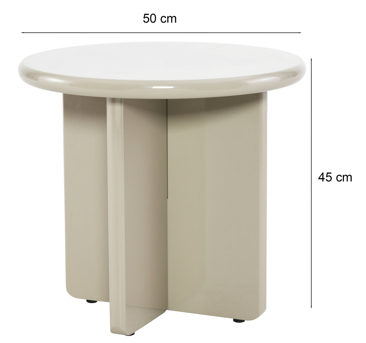 Table basse Compey diamètre 50 cm beige haute brillance