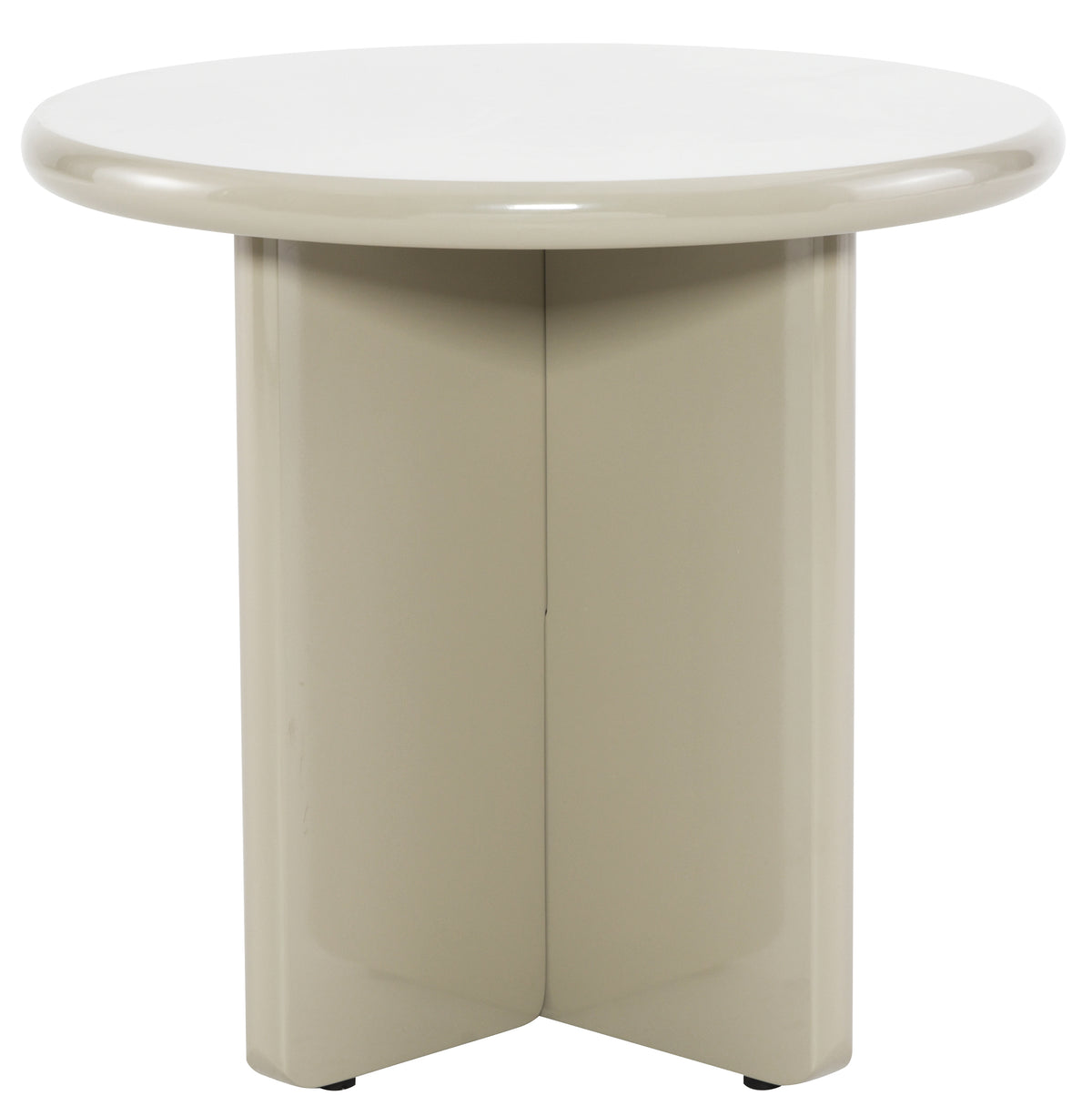Table basse Compey diamètre 50 cm beige haute brillance