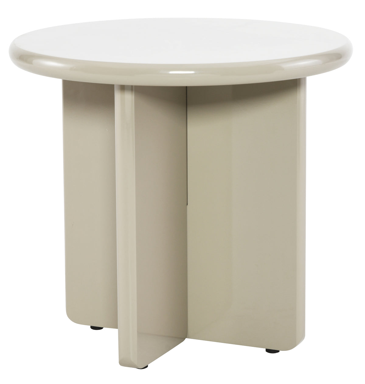 Table basse Compey diamètre 50 cm beige haute brillance