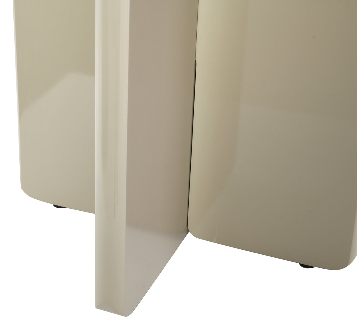 Table basse Compey diamètre 50 cm beige haute brillance