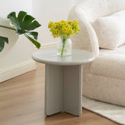 Table basse Compey diamètre 50 cm beige haute brillance