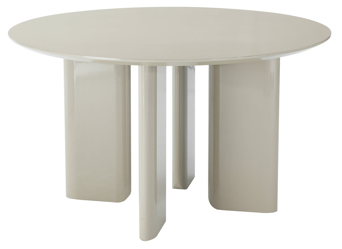 Table à manger Plowles diamètre 120 cm beige finition haute brillance