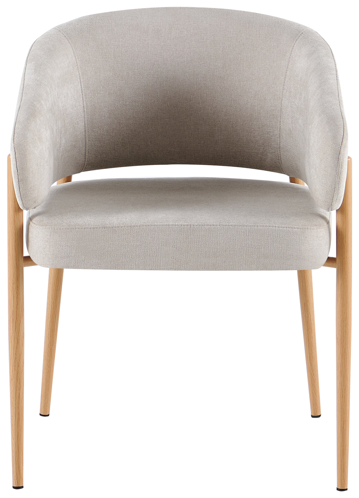 Chaise tapissée Resilly en chenille beige clair / pieds chêne naturel