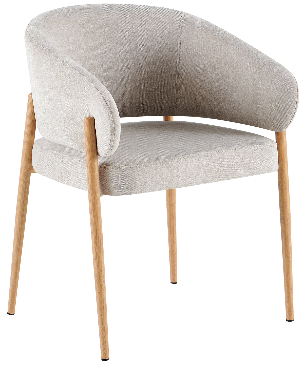 Chaise tapissée Resilly en chenille beige clair / pieds chêne naturel