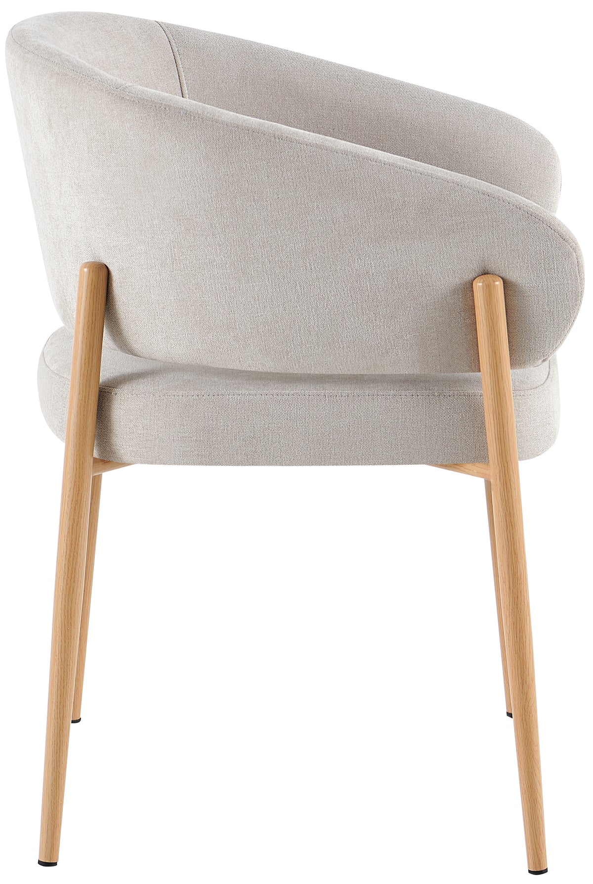 Chaise tapissée Resilly en chenille beige clair / pieds chêne naturel