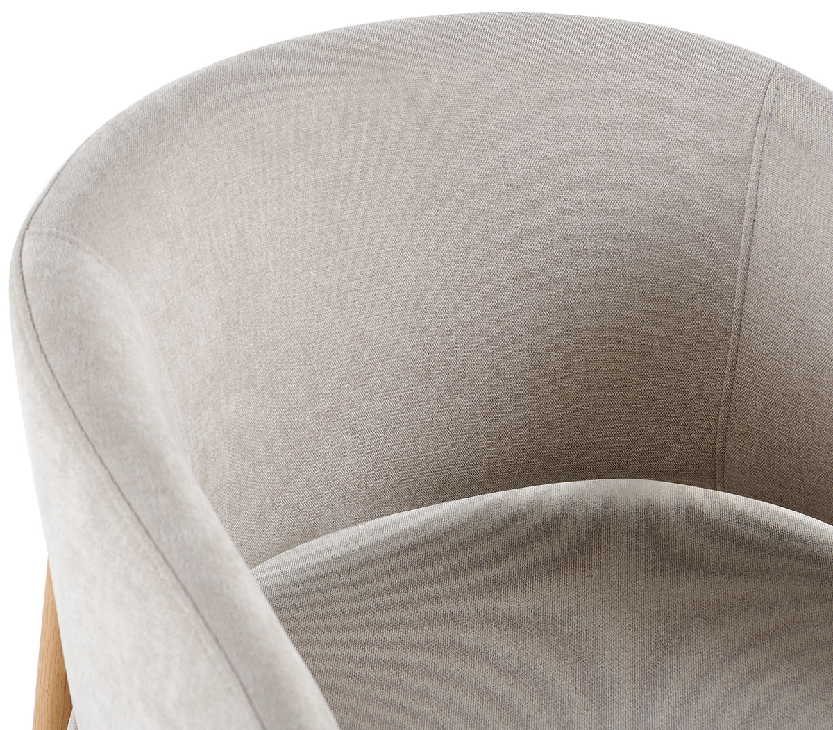 Chaise tapissée Resilly en chenille beige clair / pieds chêne naturel