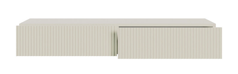 Coiffeuse Veldio avec façade fraisée et deux tiroirs, 110 cm, suspendue, gris-beige