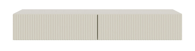 Coiffeuse Veldio avec façade fraisée et deux tiroirs, 110 cm, suspendue, gris-beige