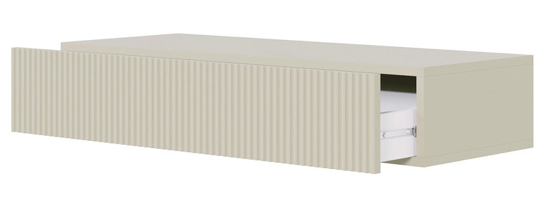 Console Veldio avec façade fraisée et tiroir 90 cm Gris beige suspendue