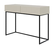 Toilette Veldio avec façade fraisée et deux tiroirs 110 cm Beige gris avec pieds noirs