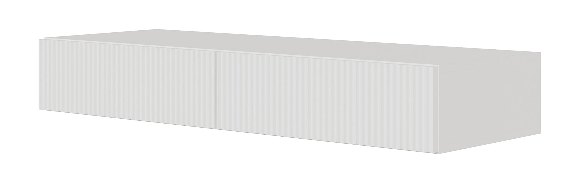 Coiffeuse Veldio avec façade fraisée et deux tiroirs, 110 cm, suspendue, gris-beige