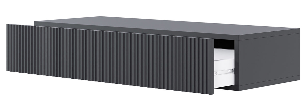 Console Veldio avec façade fraisée et tiroir 90 cm Noir suspendu
