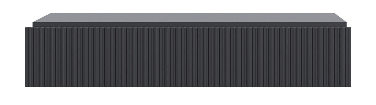 Console Veldio avec façade fraisée et tiroir 90 cm Noir suspendu