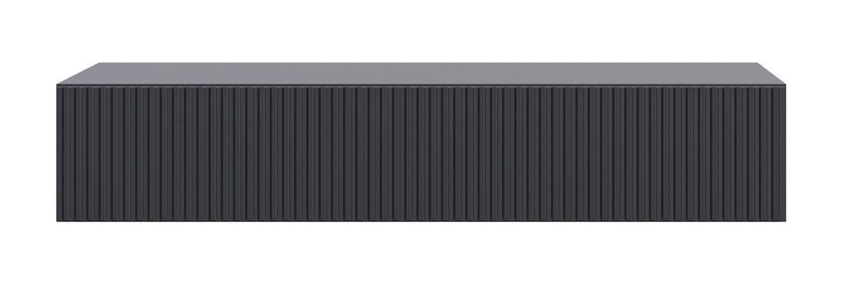 Console Veldio avec façade fraisée et tiroir 90 cm Noir suspendu